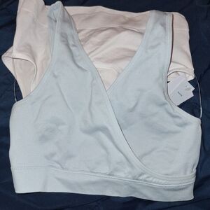 Auden Nursing Light Gray and Pink Sports Bra Set
